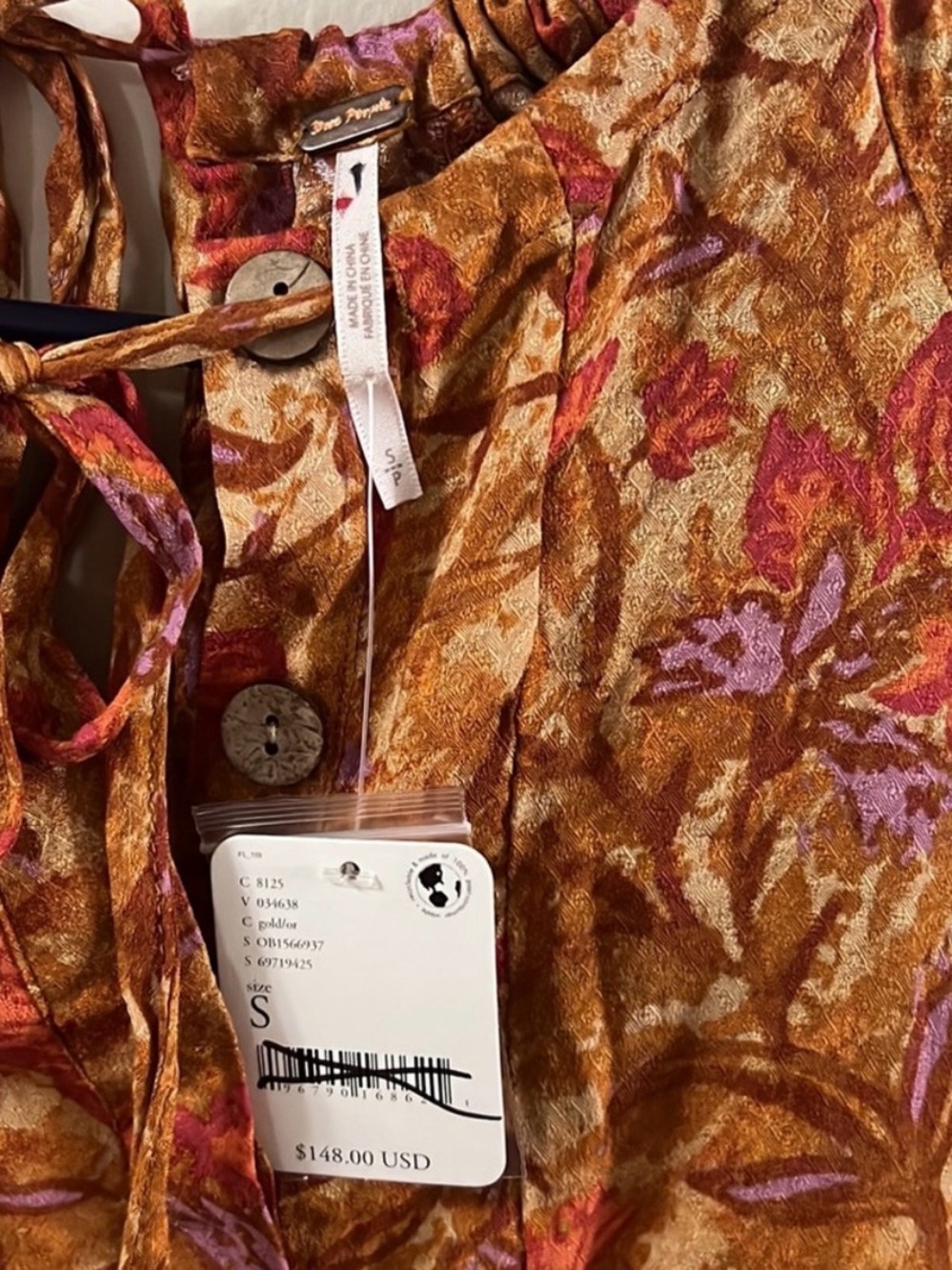 Free People ‘Dance Till Dawn’ Romper Size Small - Orange Floral 🧡 🌼 - Picture 6 of 10
